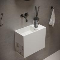 Fontein Ideavit Solidwash 45x22x38 cm Solid Surface Omkeerbaar Met Handdoekvak Mat Wit Ideavit - thumbnail