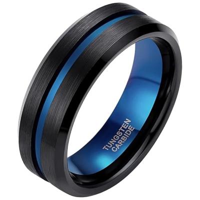 Heren ring Wolfraam Zwart Blauw 8mm-19mm Heren ring Wolfraam Zwart Blauw 8mm-19mm