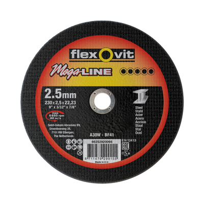 Flexovit dss mega-line 230x2.5x22.23 a30w t41 staal | 25 stuk stuks