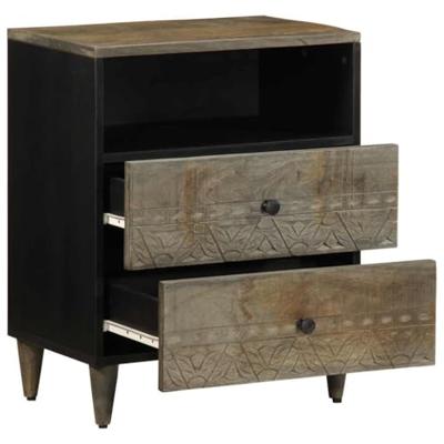 Nachtkastje 50x33x60 cm massief mangohout lichtgrijs