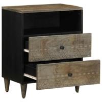 Nachtkastje 50x33x60 cm massief mangohout lichtgrijs - thumbnail