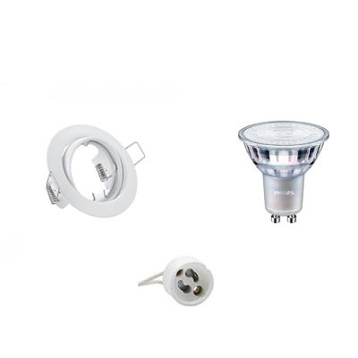 LED Spot Set - GU10 Fitting - Inbouw Rond - Mat Wit - Kantelbaar Ø83mm - Philips - MASTER 927 36D VLE - 3.7W - Warm Wit 2200K-2700K - DimTone Dimbaar