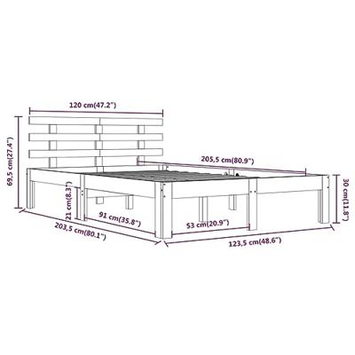 Bedframe massief hout wit 120x200 cm