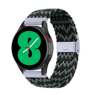 Braided nylon bandje - Groen / zwart - Samsung Galaxy Watch 5 (Pro) - 40mm / 44mm / 45mm - thumbnail
