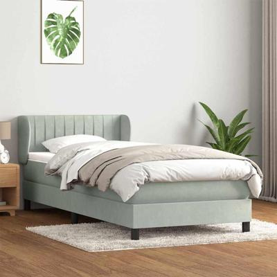Boxspring met matras fluweel lichtgrijs 80x210 cm