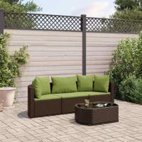 4-delige Loungeset met kussens poly rattan bruin - thumbnail