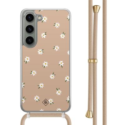 Samsung Galaxy S23 hoesje met beige koord - Sweet daisies
