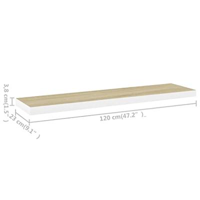 Wandschappen zwevend 4 st 120x23,5x3,8 cm MDF eikenkleurig wit Wandschappen zwevend 4 st 120x23,5x3,8 cm MDF eikenkleurig wit