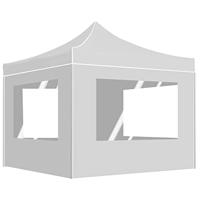 Partytent inklapbaar met wanden 3x3 m aluminium wit - thumbnail