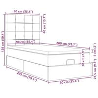 Ottoman bed met matras en LED's 90x200cm stof zwart - thumbnail