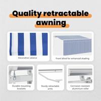 VidaXL Inklapbaar zonnescherm blauw en wit 300 x 200 cm - thumbnail