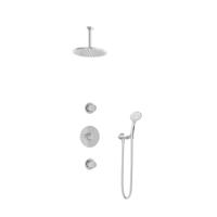 Hotbath Buddy - Inbouw Regendoucheset - 2 Stopkranen - Thermostatisch - Plafondbuis 15 cm - Hoofddouche 250 mm - Ronde Handdouche 3 Standen - Waterbesparend - V01 - thumbnail