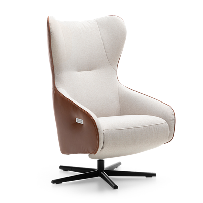 Relaxstoel A-101 Spice Natural Stof en Leer Relaxstoel A-101 Spice Natural Stof en Leer