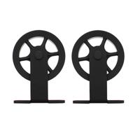 Intersteel Set van 2 hangrollen Wheel Top 17cm - mat zwart - thumbnail