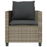 3-delige Bistroset met kussens poly rattan grijs - thumbnail