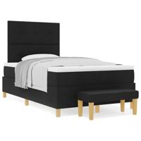 Boxspring bed met matras met hoofdeinde Zwart 120 x 190 cm Stof - thumbnail