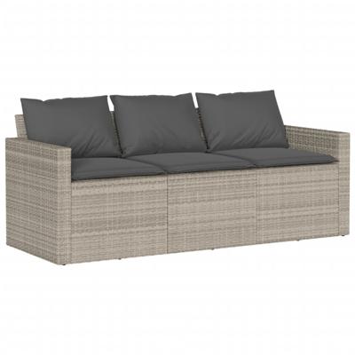 6-delige Loungeset met kussens poly rattan lichtgrijs