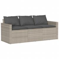 6-delige Loungeset met kussens poly rattan lichtgrijs - thumbnail