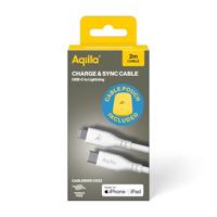 Aqiila USB-C-kabel USB 2.0 Apple Lightning stekker 2.00 m Wit AQCBPBIC4SI843 - thumbnail