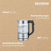 Severin WK 3458 Waterkoker Snoerloos, BPA-vrij Aantal/Volume: 0.5 l RVS, Zwart - thumbnail