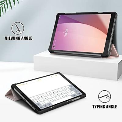 Lunso - Lenovo Tab M8 Gen 4 (8 inch) - Tri-Fold Bookcase hoes - Rose Goud
