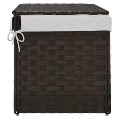 VidaXL Wasmand met deksel 55,5x35x34 cm poly rattan donkerbruin - thumbnail