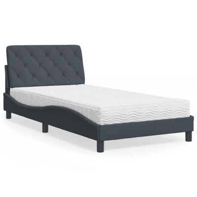 Bed met matras fluweel donkergrijs 100x200 cm