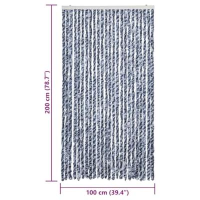 Vliegengordijn 100x200 cm chenille blauw en wit