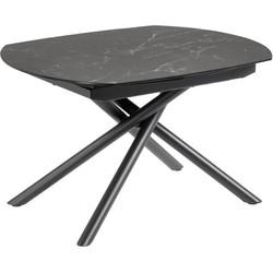 Kave Home Uitschuifbare Eettafel 'Yodalia' Zwart keramiek met marmerlook, 130-190 x 100cm Kave Home Uitschuifbare Eettafel 'Yodalia' Zwart keramiek met marmerlook, 130-190 x 100cm