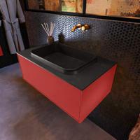 Badkamermeubelset Mondiaz Erin 80 cm met 1 Lade met RIDGE Wastafel Midden Urban Zonder Kraangaten Greeploos Mat Fire - thumbnail