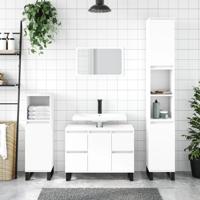 Badkamerkast 80x33x60 cm bewerkt hout wit - thumbnail