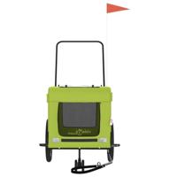 Hondenfietstrailer oxford stof en ijzer groen en zwart - thumbnail