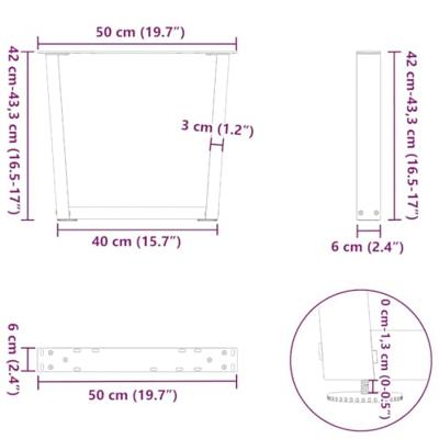 Eettafelpoten 2 st V-vormig 50x(42-43,3) cm staal antraciet Eettafelpoten 2 st V-vormig 50x(42-43,3) cm staal antraciet