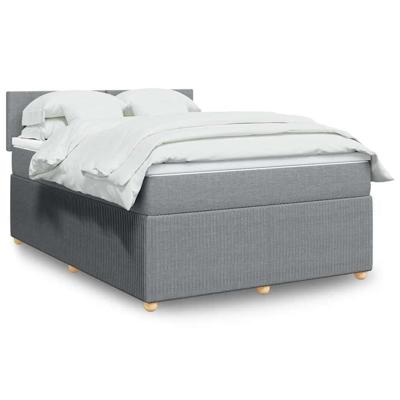 Boxspring met matras stof lichtgrijs 140x200 cm