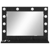 VidaXL Schmink spiegel rechthoekig zwart eiken 60 x 45 x 18 cm - thumbnail