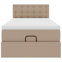 ottomaanse bed met matras 100x200cm kunstleer cappuccinokleurig - thumbnail