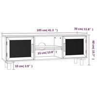 Tv-meubel 105x30x40 cm massief grenenhout en rattan bruin - thumbnail
