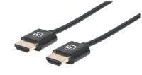 Manhattan 394352 HDMI-kabel HDMI Aansluitkabel HDMI-A-stekker, HDMI-A-stekker 1.00 m Zwart 4K UHD, Folie afscherming, Afscherming gevlochten, Rond, UL - thumbnail