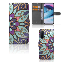 OnePlus Nord CE 5G Hoesje Purple Flower | Portemonnee hoesje - thumbnail