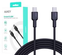 AUKEY CB-NCC2 USB-C Type-C Power Delivery PD 60W 3A 1.8m Nylon Zwart - thumbnail