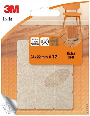 3M Viltjes, Extra soft, ft 24 x 22 mm, blister van 12 stuks
