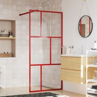 VidaXL Inloopdouchewand transparant 80x195 cm esg-glas rood - thumbnail