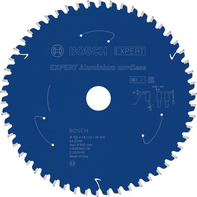 Bosch Accessoires EXPERT Aluminium cordless Cirkelzaagblad | 160 x 1,8/1,2 x 20 mm | T54 - 2608902119