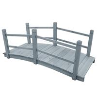 VidaXL Tuinbrug 140x60x56 cm massief vurenhout grijs - thumbnail