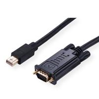 ROLINE Cable Mini DisplayPort - VGA, Mini DP M - VGA M, zwart, 3 m - thumbnail