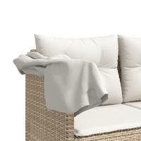 5-delige Loungeset met kussens poly rattan beige - thumbnail