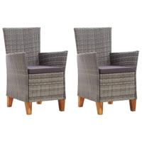 Tuinstoelen 2 st met kussens poly rattan grijs - thumbnail