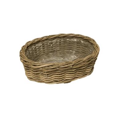 Plantenmand Ovaal Rotan Antiek Grijs 37cm