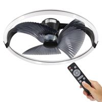 LED's Light Plafondventilator XL 74 cm - Bedienbaar met afstandsbediening - Zwart - thumbnail
