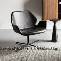 Zuiver Draaibare Fauteuil 'Nikki' Vintage PU leer, kleur Zwart - thumbnail